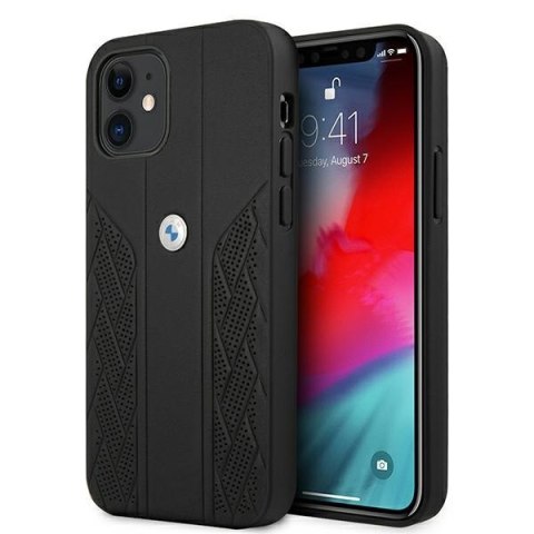 Etui BMW BMHCP12SRSPPK Apple iPhone 12 mini czarny/black hardcase Leather Curve Perforate