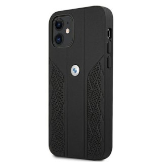 Etui iPhone 12 mini BMW czarne hardcase Leather Curve Perforate