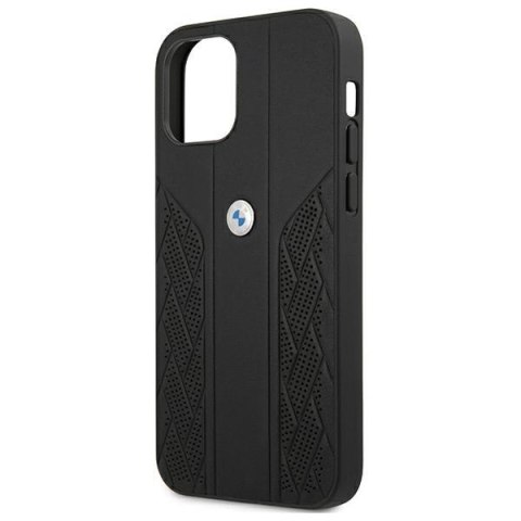 Etui BMW BMHCP12SRSPPK Apple iPhone 12 mini czarny/black hardcase Leather Curve Perforate