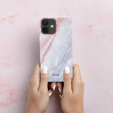 Etui iPhone 12 mini Crong Marble Case różowy