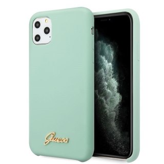 Etui na telefon iPhone 11 Pro Max Guess zielony silikonowe z logo