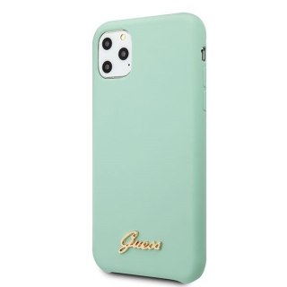 Etui na telefon iPhone 11 Pro Max Guess zielony silikonowe z logo