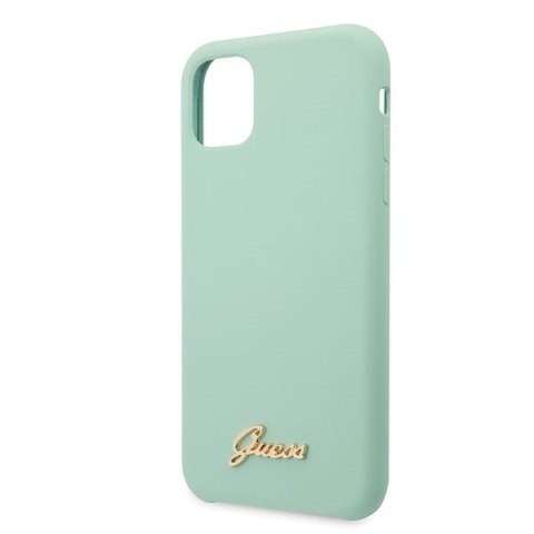 Etui na telefon iPhone 11 Pro Max Guess zielony silikonowe z logo