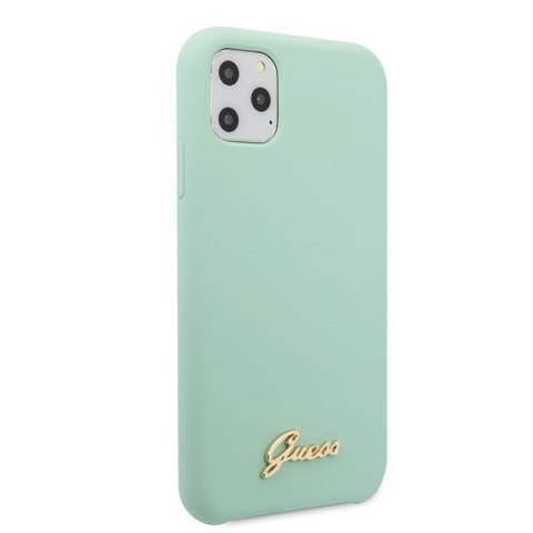 Etui na telefon iPhone 11 Pro Max Guess zielony silikonowe z logo