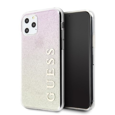 Etui na telefon iPhone 11 Pro Max Guess Gradient Glitter różowo-złoty