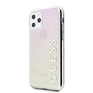 Etui na telefon iPhone 11 Pro Max Guess Gradient Glitter różowo-złoty