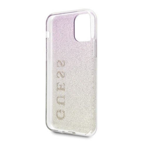 Etui na telefon iPhone 11 Pro Max Guess Gradient Glitter różowo-złoty