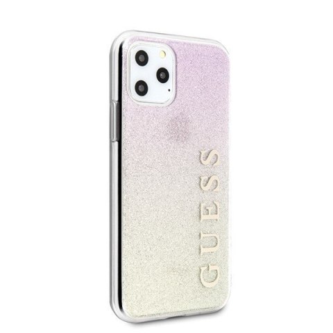 Etui na telefon iPhone 11 Pro Max Guess Gradient Glitter różowo-złoty