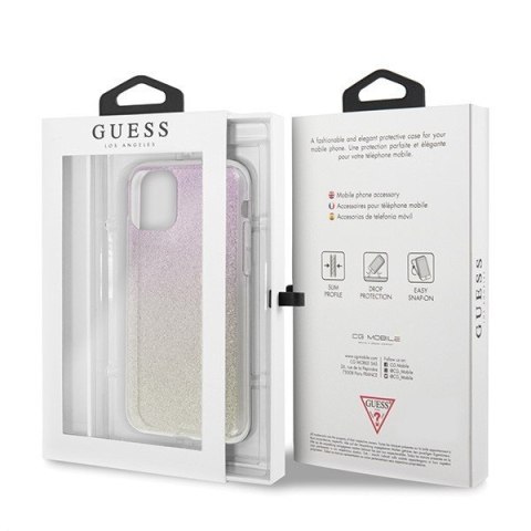 Etui na telefon iPhone 11 Pro Max Guess Gradient Glitter różowo-złoty