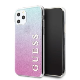 Etui na telefon iPhone 11 Pro Max Guess Glitter Gradient różowo-niebieski