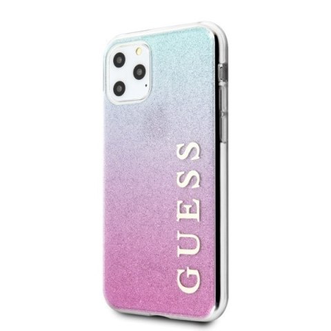 Etui na telefon iPhone 11 Pro Max Guess Glitter Gradient różowo-niebieski