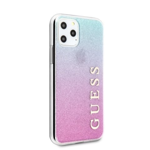 Etui na telefon iPhone 11 Pro Max Guess Glitter Gradient różowo-niebieski