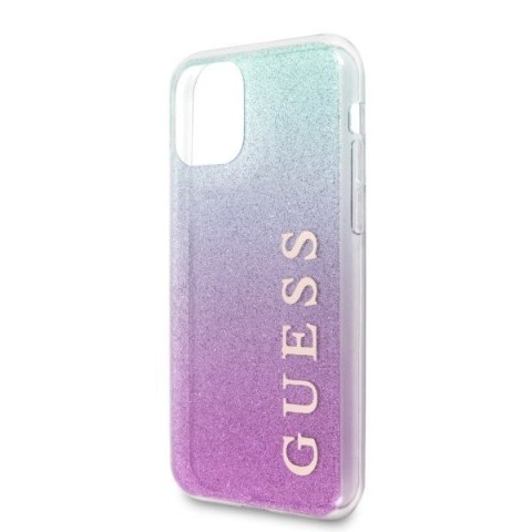 Etui na telefon iPhone 11 Pro Max Guess Glitter Gradient różowo-niebieski