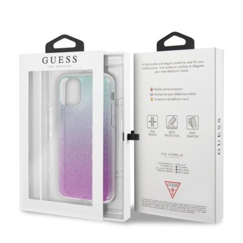 Etui na telefon iPhone 11 Pro Max Guess Glitter Gradient różowo-niebieski