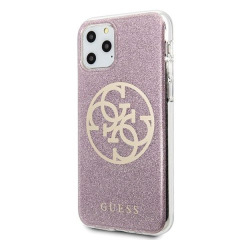 Etui na telefon iPhone 11 Pro Max Guess Różowy Hardcase Glitter 4G