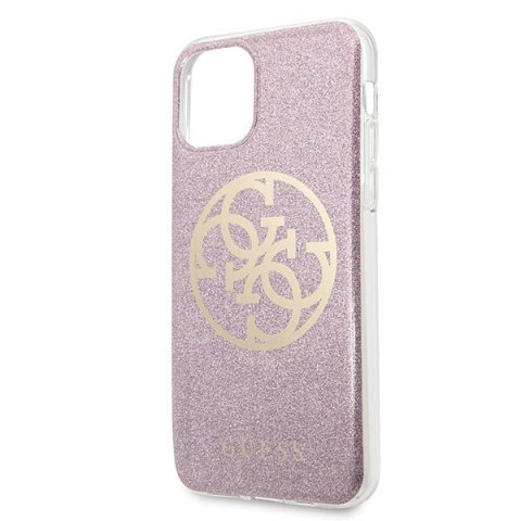 Etui na telefon iPhone 11 Pro Max Guess Różowy Hardcase Glitter 4G