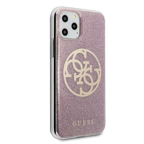 Etui na telefon iPhone 11 Pro Max Guess Różowy Hardcase Glitter 4G