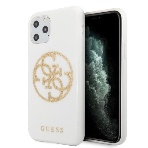 Etui na telefon iPhone 11 Pro Max Guess Glitter Biały Hardcase 4G