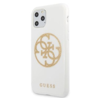 Etui na telefon iPhone 11 Pro Max Guess Glitter Biały Hardcase 4G