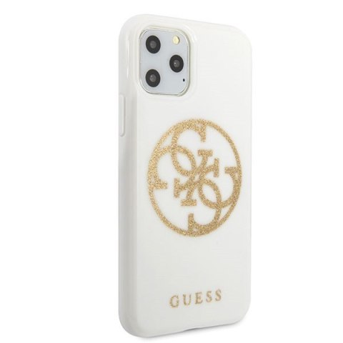 Etui na telefon iPhone 11 Pro Max Guess Glitter Biały Hardcase 4G