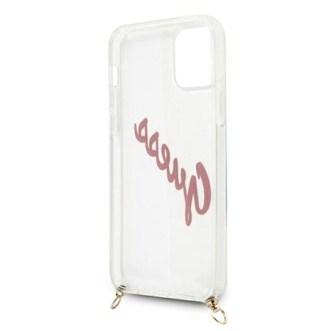 Etui iPhone 12 mini Guess GUHCP12SCRTVSPI różowy hardcase Script Vintage