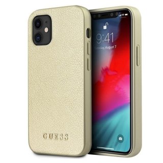 Etui iPhone 12 mini Guess GUHCP12SIGLGO złoty hardcase Iridescent