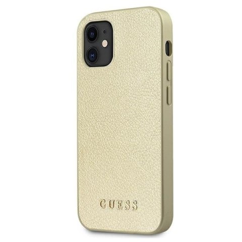 Etui na telefon iPhone 12 mini Guess złoty hardcase Iridescent