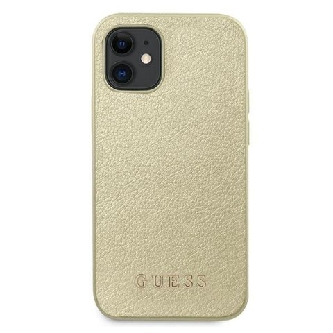 Etui na telefon iPhone 12 mini Guess złoty hardcase Iridescent