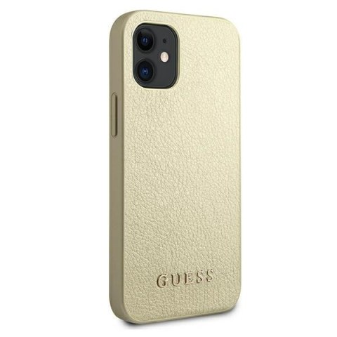 Etui na telefon iPhone 12 mini Guess złoty hardcase Iridescent