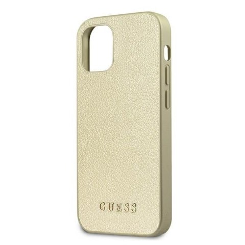 Etui na telefon iPhone 12 mini Guess złoty hardcase Iridescent