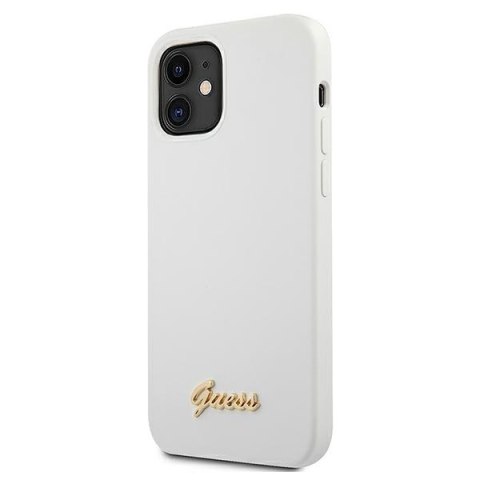 Etui iPhone 12 mini Guess GUHCP12SLSLMGWH biały hardcase Metal Logo Script