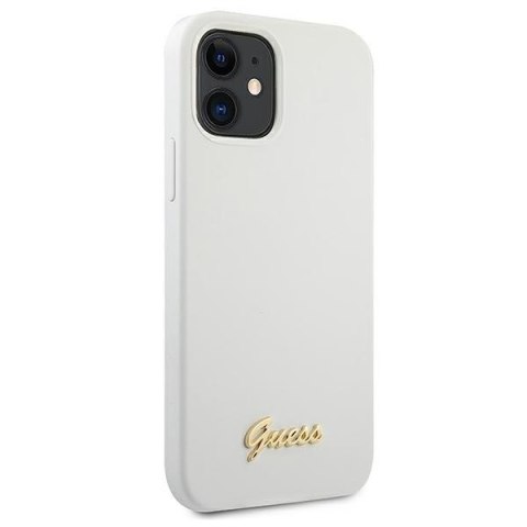 Etui iPhone 12 mini Guess GUHCP12SLSLMGWH biały hardcase Metal Logo Script