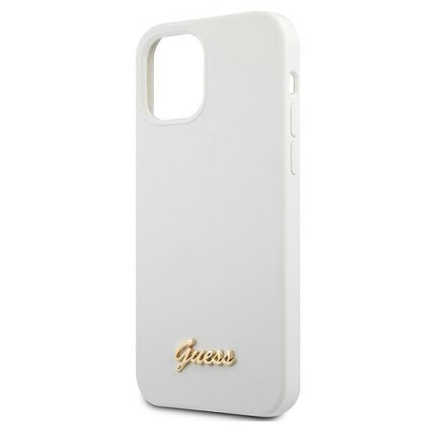 Etui iPhone 12 mini Guess GUHCP12SLSLMGWH biały hardcase Metal Logo Script