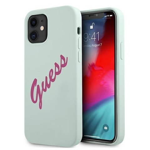 Etui na telefon iPhone 12 mini Guess GUHCP12SLSVSBF fuksja silikonowe