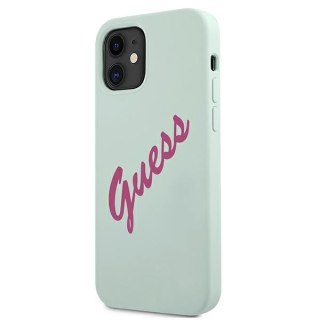 Etui na telefon iPhone 12 mini Guess GUHCP12SLSVSBF fuksja silikonowe