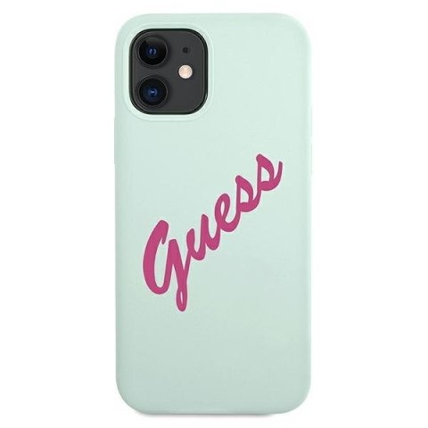 Etui na telefon iPhone 12 mini Guess GUHCP12SLSVSBF fuksja silikonowe