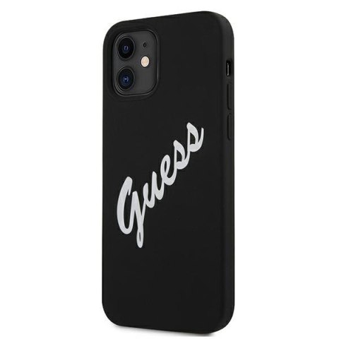 Etui na telefon iPhone 12 mini Guess czarno-białe silikonowe hardcase