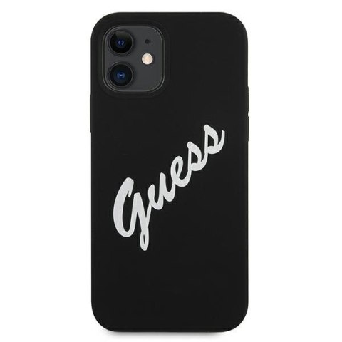 Etui na telefon iPhone 12 mini Guess czarno-białe silikonowe hardcase