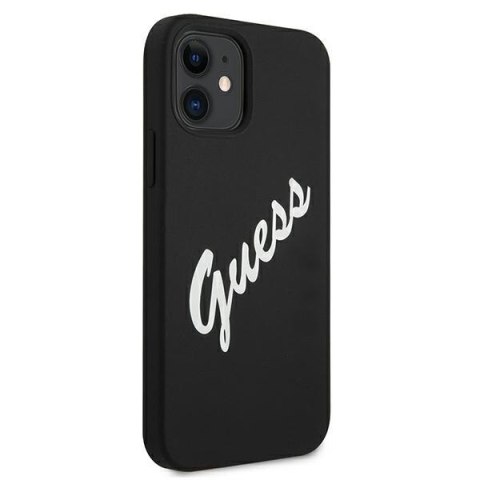 Etui na telefon iPhone 12 mini Guess czarno-białe silikonowe hardcase