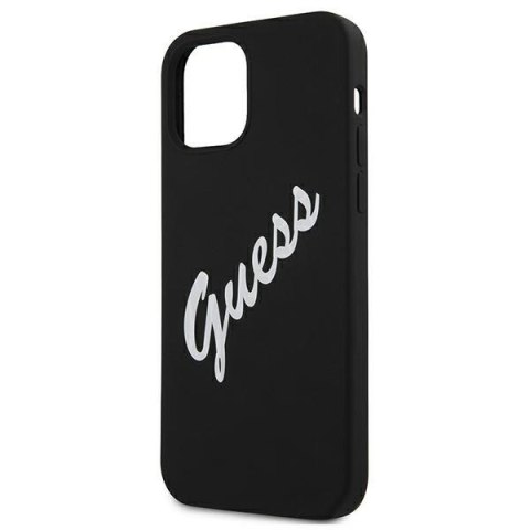 Etui na telefon iPhone 12 mini Guess czarno-białe silikonowe hardcase