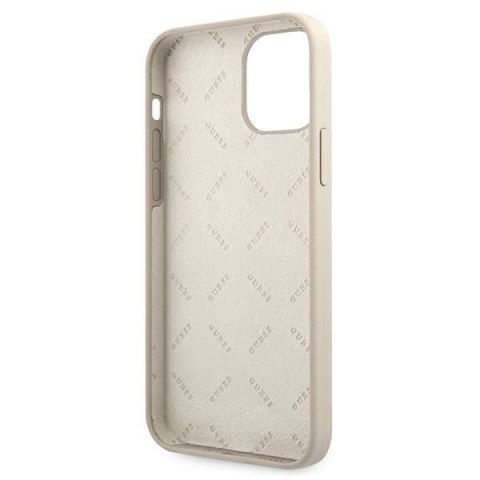 Etui na telefon iPhone 12 mini Guess GUHCP12SLSVSGP szaro-różowy silikon