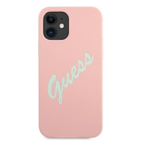 Etui na telefon iPhone 12 mini Guess różowo-zielony silikon Vintage