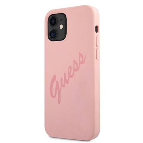 Etui na telefon iPhone 12 mini Guess Różowy Hardcase Script Vintage