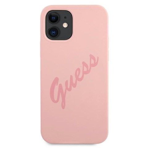 Etui na telefon iPhone 12 mini Guess Różowy Hardcase Script Vintage