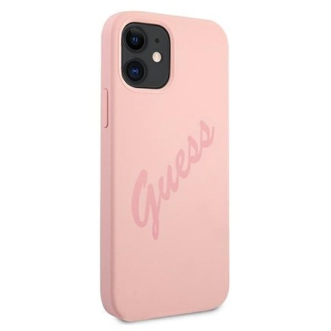 Etui na telefon iPhone 12 mini Guess Różowy Hardcase Script Vintage