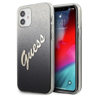 Etui iPhone 12 mini Guess GUHCP12SPCUGLSBK czarny hardcase Glitter Gradient Script