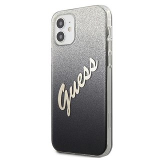 Etui iPhone 12 mini Guess GUHCP12SPCUGLSBK czarny hardcase Glitter Gradient Script