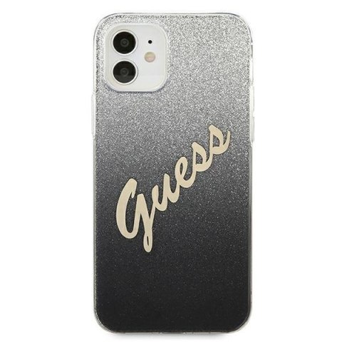 Etui na telefon iPhone 12 mini Guess Glitter Gradient Hardcase czarny