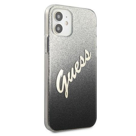 Etui na telefon iPhone 12 mini Guess Glitter Gradient Hardcase czarny