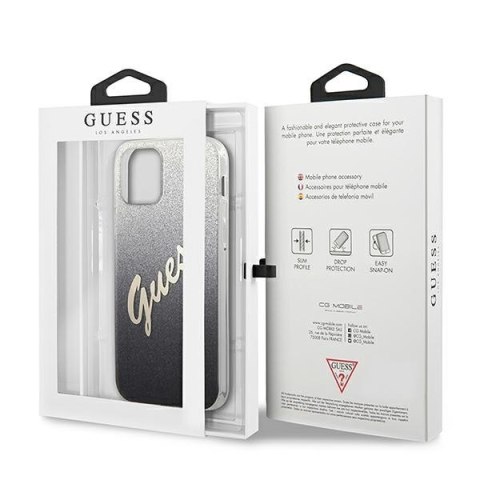 Etui na telefon iPhone 12 mini Guess Glitter Gradient Hardcase czarny